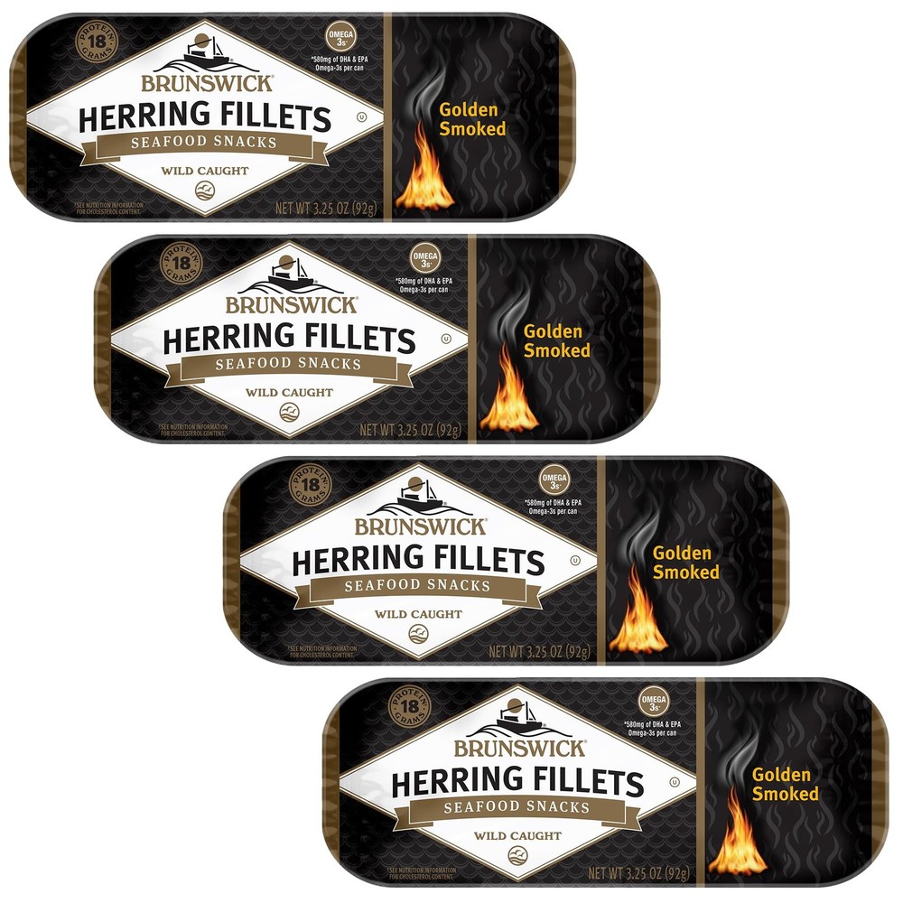 Brunswick Golden Smoked Herring Fillets, 3.25 oz Can – Ounce (Pack of 4)