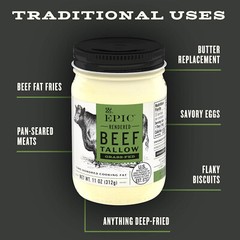 EPIC Grass Fed Beef Tallow – rendered food grade – 11 oz