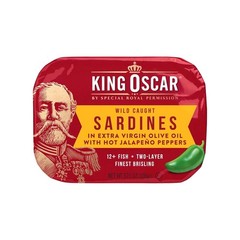 Gourmet Wild Caught Sardines in Extra Virgin Olive Oil, Spicy Jalapeno, 12 Pack