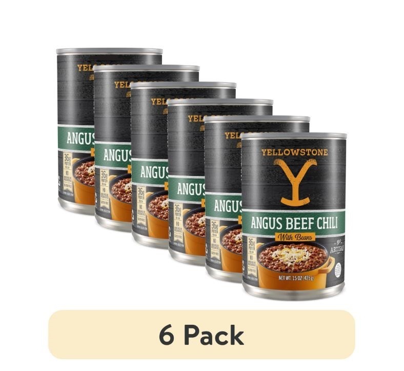 (6 pack) Yellowstone Angus Beef Chili with Beans 15 oz. Can Savory New