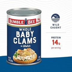 Bumble Bee Whole Baby Canned Clams, 10 oz Can – Ready to Eat – 14g Protein