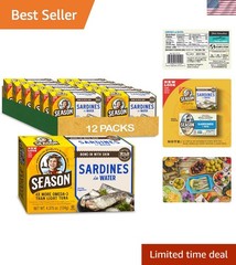 Delicious Wild Caught Sardines – 22g Protein, Gluten-Free, Canned Water, 12-Pack