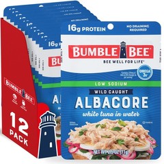 Low Sodium Chunk White Albacore Tuna in Water, 2.5 oz Pouches (Pack of 12) – …