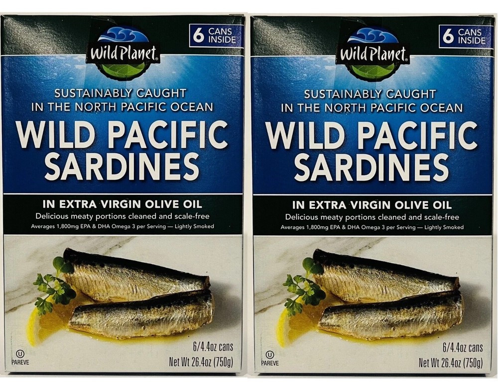 2-PACK WILD PACIFIC Sardines Skinless in Extra Virgin Olive Oil 6-can 4.4oz each