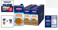 Swanson 100% Natural Unsalted Chicken Stock, 32 Oz (12 Pack) for Holiday Meals