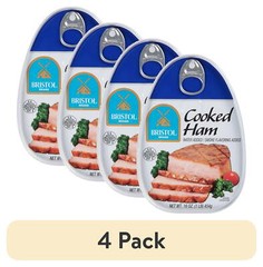 New (4 pack) Bristol Smoke Flavor Cooked Ham, High Protein, 16 oz Aluminum Can