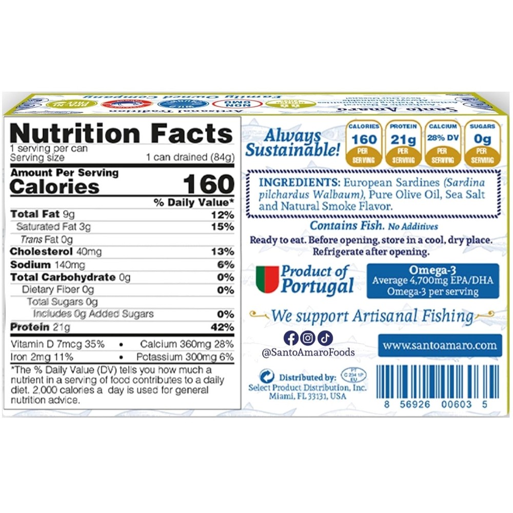 Authentic Wild Caught Sardines, Lightly Smoked, Omega-3 Rich