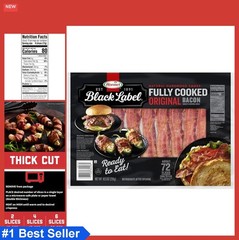 HORMEL BLACK LABEL Fully Cooked Bacon – Thick Bacon Snacks for Breakfast, 10.5 O
