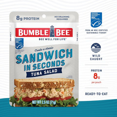 Sandwich in Seconds Tuna Salad, 2.5 Oz Pouches (Pack of 12) – Ready to Eat – Wil