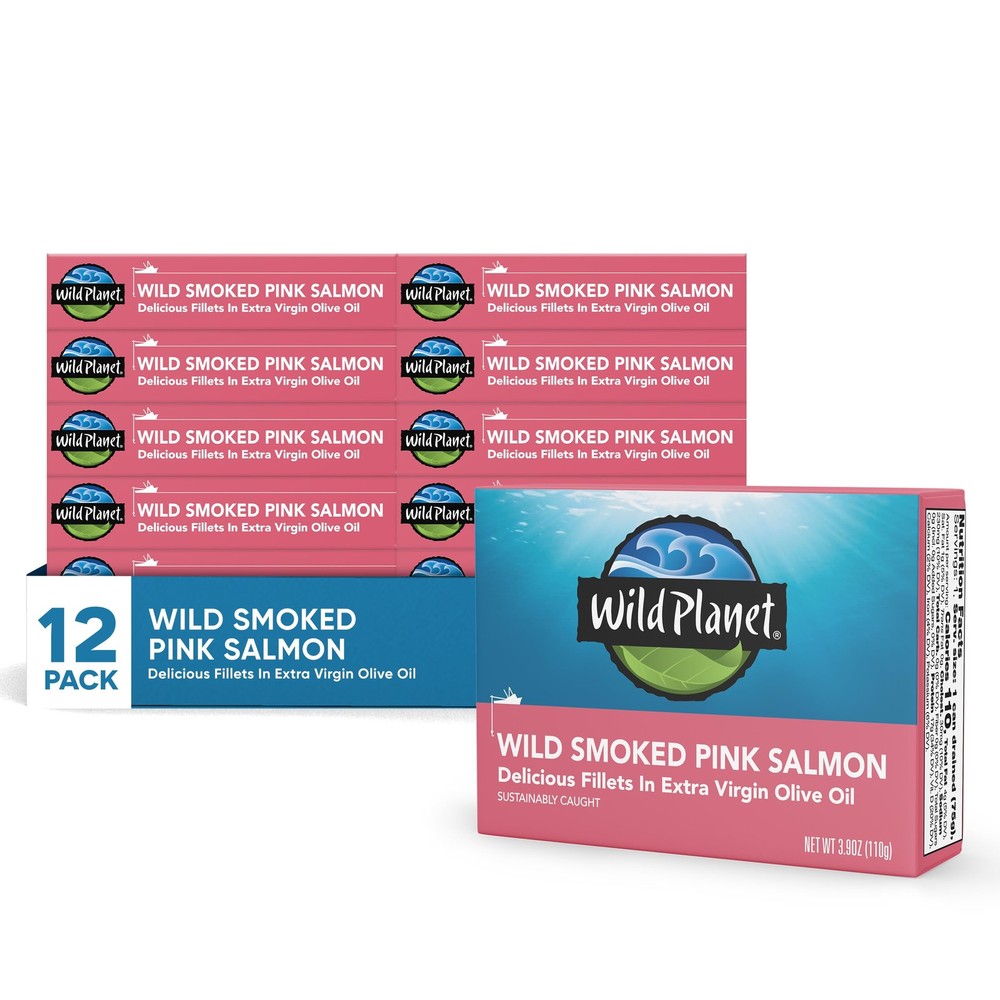 Wild Planet Salmon Pink Wild Smoked 3.9 oz (Pack of 12)