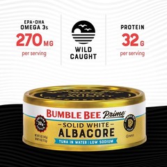 Bumble Bee Prime Solid White Albacore Tuna Low Sodium in Water 5 Oz, Pack of 12
