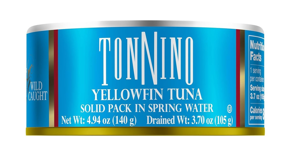 Tonnino Tuna Fish Yellowfin PoleLine – Solid Pack in Spring Water – Pack of 12..