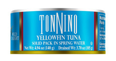 Tonnino Tuna Fish Yellowfin PoleLine – Solid Pack in Spring Water – Pack of 12..