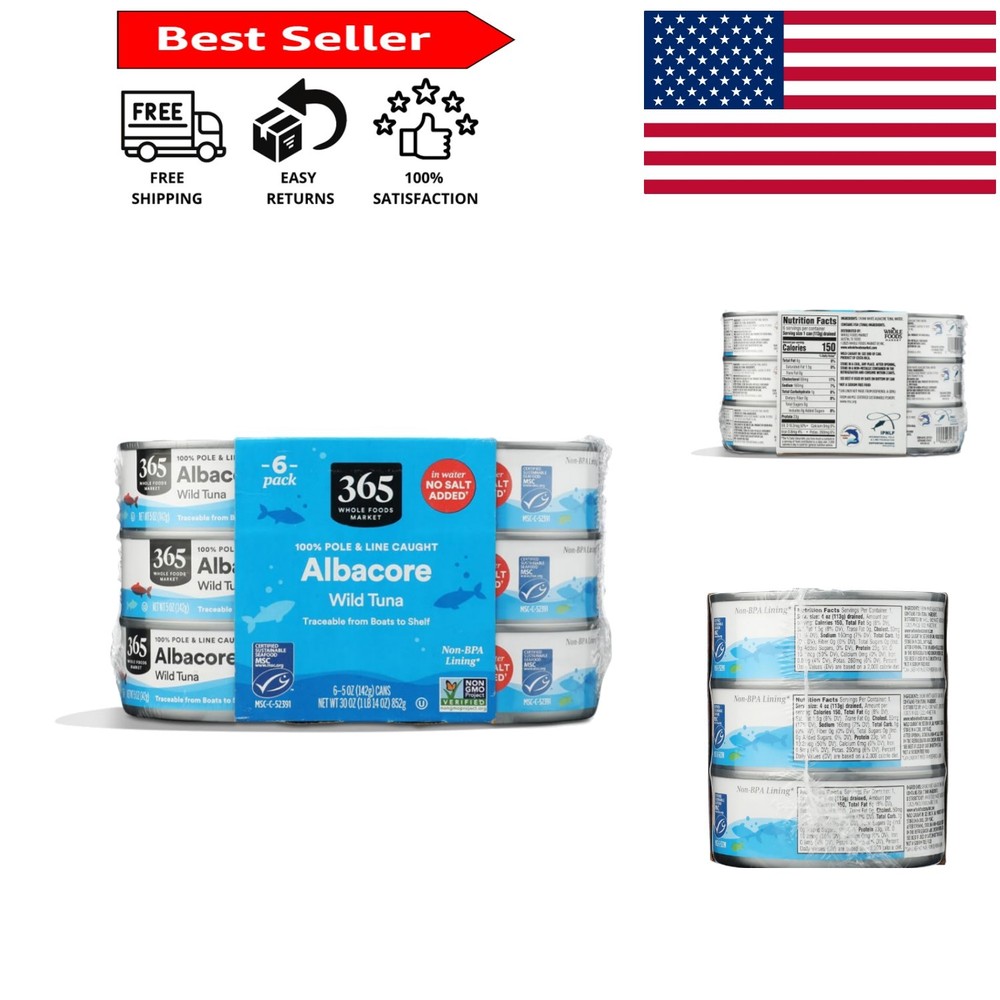 Wild-Caught No Salt Albacore Tuna in Water – 5 oz Size Pack of 6 Convenient Cans