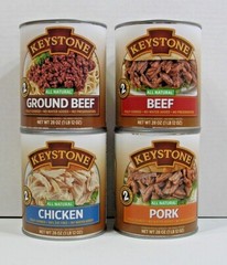 (4 Cans – 1 of each) Keystone ALL NATURAL Ground Beef, Chicken, Beef, Pork 28oz