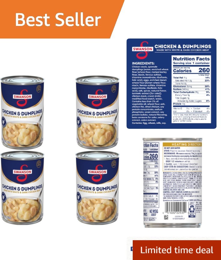 Swanson Canned Chicken & Dumplings 10.5 OZ, Pack of 4 – Hearty Southern Comfort