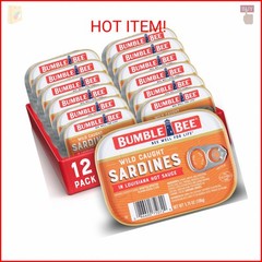 Bumble Bee Sardines in Louisiana Hot Sauce, 3.75 oz Tin (Pack of 12) – Wild Caug