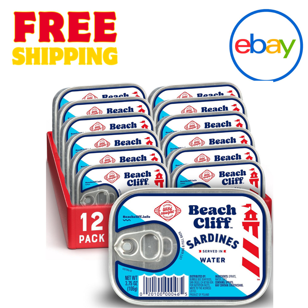 Beach Cliff Sardines in Water – 3.75 oz Cans (Pack of 12) – Wild Caught, High