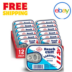 Beach Cliff Sardines in Water – 3.75 oz Cans (Pack of 12) – Wild Caught, High