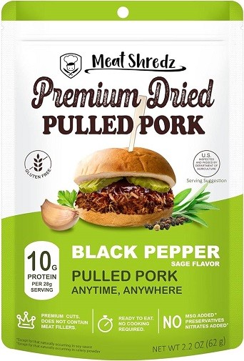 Meat Shredz Premium Dried Pulled Pork Black Pepper Flavor