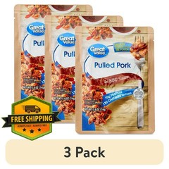 3-Pack Great Value Pulled Pork in BBQ Sauce, 2.6 oz Pouches