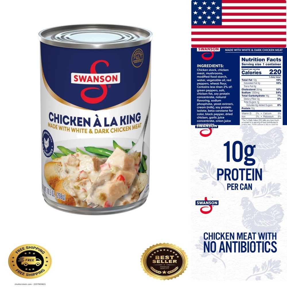 Swanson Canned Chicken a la King With White and Dark Chicken Meat, 10.5 OZ Can