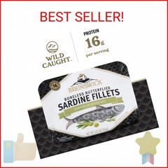 Brunswick Sardines in Olive Oil, 3.75 oz Can (Pack of 12) – Boneless Butterflied