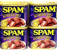 4 SPAM Korean BBQ 12 oz. Can Cans Meat Food Ham Pork Tasty Fresh EXP 2028