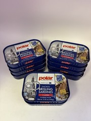 Lot of 10 Polar Smoked Brisling Sardines in Spring Water 3.52 oz Cans