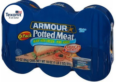 (Pack of 1) Potted Meat 6 Ct / 3 Oz Cans., Regular