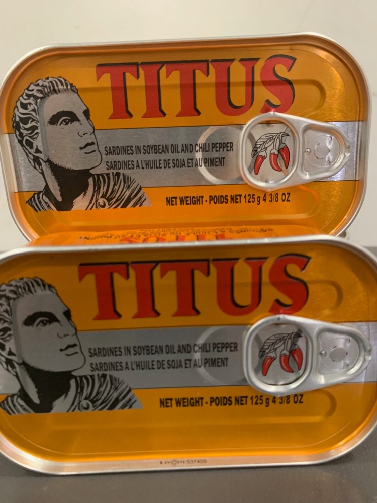 Titus Sardines in soybean Oil and chili pepper 125g, ****6 CANS***