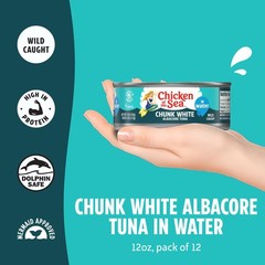 Chicken of the Sea Wild Caught Chunk White Albacore Tuna in Water, 12 oz Cans…