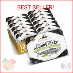 Brunswick Sardines in Olive Oil, 3.75 oz Can (Pack of 12) – Boneless Butterflied