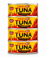 Dongwon Fiery Hot Tuna 4 Pack Korean Spicy Canned Tuna in Chili Sauce 4.76oz