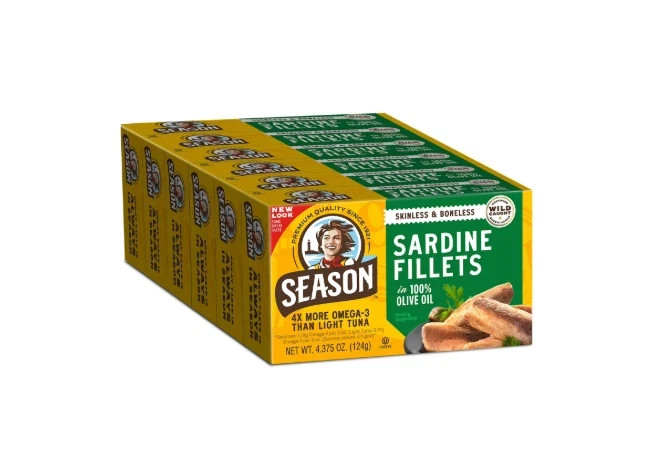 Season Skinless & Boneless Sardines in Olive Oil, 6-count, Total 52.5 oz