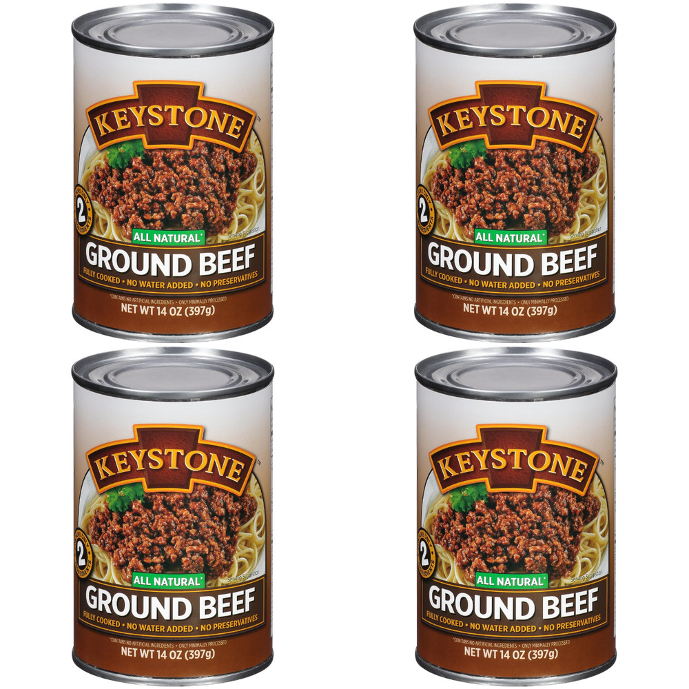 4 Canned Keystone Ground Beef 14 oz Emergency Survival Off-Grid Food Exp 1/2029