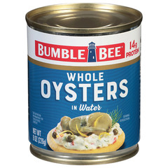 (4 Pack) Whole Canned Oysters, Shelf Stable, 8Oz Can