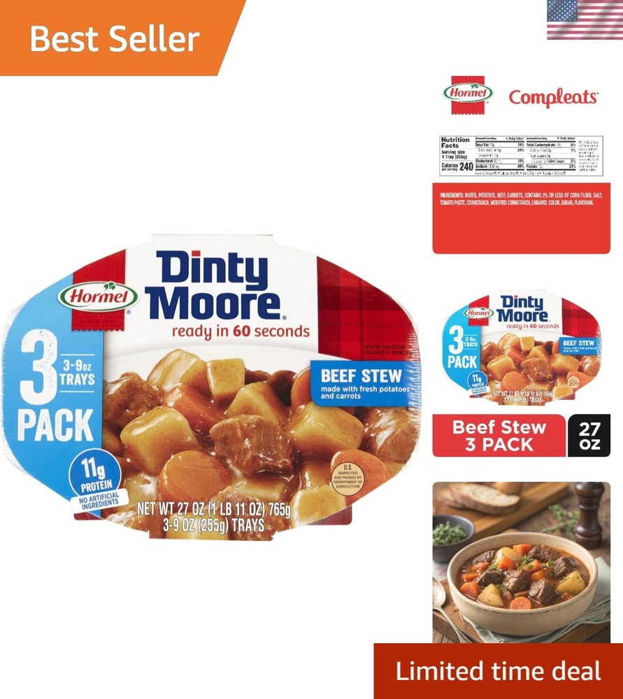 Rich & Flavorful Dinty Moore Beef Stew – 9 Ounces, Pack of 3 for Families