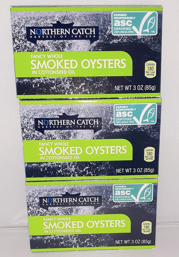 SMOKED OYSTERS IN COTTONSEED OIL, 3 Ounce Pack of 3