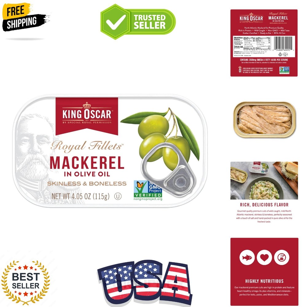 Mackerel in Olive Oil, 4.05 Ounce Can Pack of 1, Packaging May Vary, Skinless…