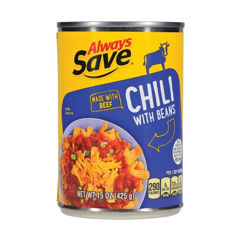 12x Always Save Chili With Beans Wholesale Bulk Canned Food Pack Sealed 15oz
