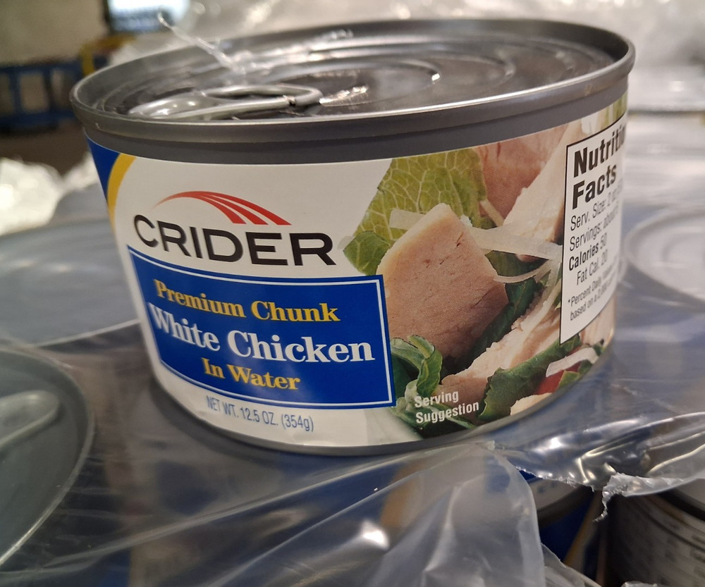 Crider Premium Chunk White Chicken in Water 12.5 oz Cans, 24 Cans