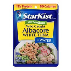 Low Sodium Albacore White Tuna in Water, 2.6 oz Pouch 24 Pack Ready to Eat Wi…