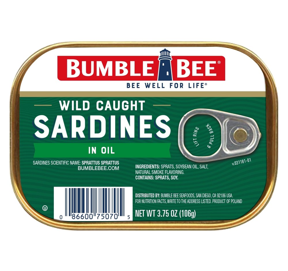 Wild Caught Sardines in Oil, 3.75 oz – Gluten Free, Keto, Kosher Snack
