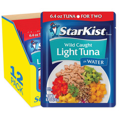 Albacore White Tuna in Water, 6.4 Oz Pouch (12 Pack) Ready to Eat Wild Caught Tu