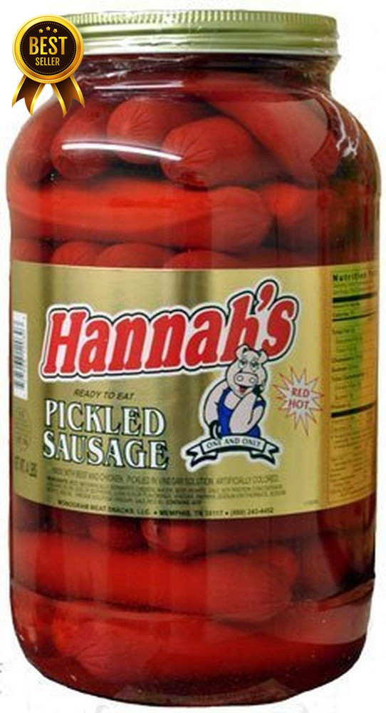Hot Pickled Sausage 39 Ct Gallon Jar Snack Pack