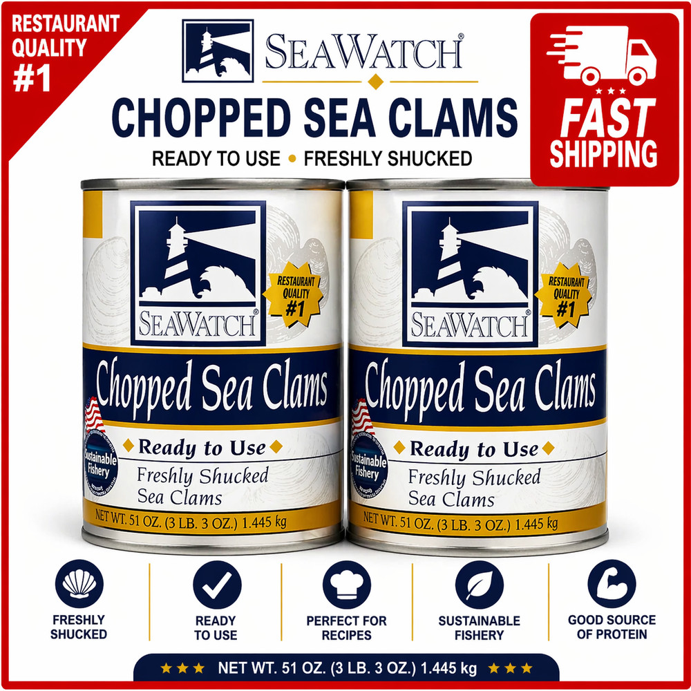 Chopped Sea Clams 2/51 Oz. premium quality,Freshly Shucked & Packed,Ready to Use