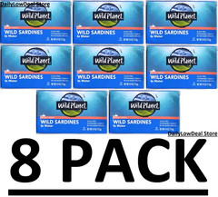 8 PACK – Wild Planet, Wild Sardines In Water, No Salt Added, 4.4 oz EACH