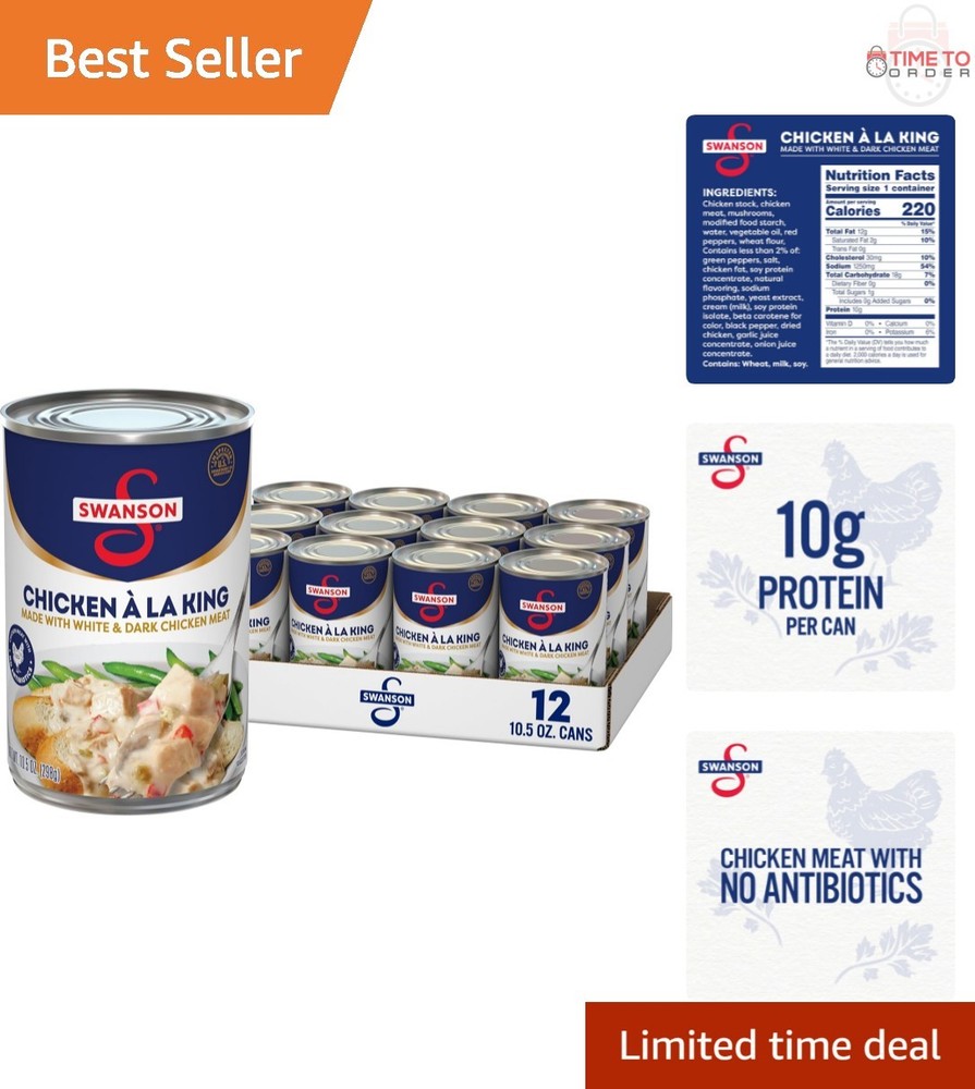 Canned Chicken a la King White and Dark Meat 10.5 OZ Pack of 12 Ready to Serve