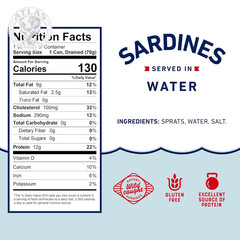 Beach Cliff Sardines in Water, 3.75 Oz Can (Pack of 12) – Wild Caught Sardines –